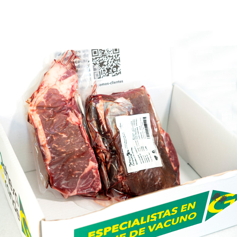 Solomillo de vaca vieja + Entrecot de ternera. Pack de carne para barbacoas