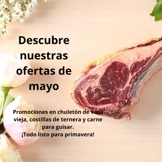 💚 Las ofertas de mayo, ¿o pensabas que este mes te libraras de hacer un rico y sano pedido en neustra tienda on line? 😉

✔️ Chuletón de ternera.
Antes 27,30 €/kg, AHORA 25,85 €/kg

✔️ Costillas de ternera
Antes 12,25 €/kg, AHORA 11,60 €/kg

✔️ Carne de guisar de ternera
Antes 13,90 €/kg, AHORA 13,20 €/kg

PEDIDOS
🛒 https://www.dehesagrande.com/categoria-producto/ofertas/
📞 620 75 87 30
📩 pedidos@dehesagrande.com
🚙 Envío gratuito a partir 50€

🚚 Además:
Envío GRATIS a partir de 50 €
Puntos por cada compra que se transforman en descuentos
Club exclusivo para profesionales del sector

#CarneOnLine #CarneSalamanca #Chuletón #EntrecotTernera #SolomilloTernera #FiletesTernera #DehesaGrande #OfertaCarne #CarneTernera #Carne #OfertasVacuno #chuletóndeternera #chuletonvacavieja #costillasternera #carneguisar